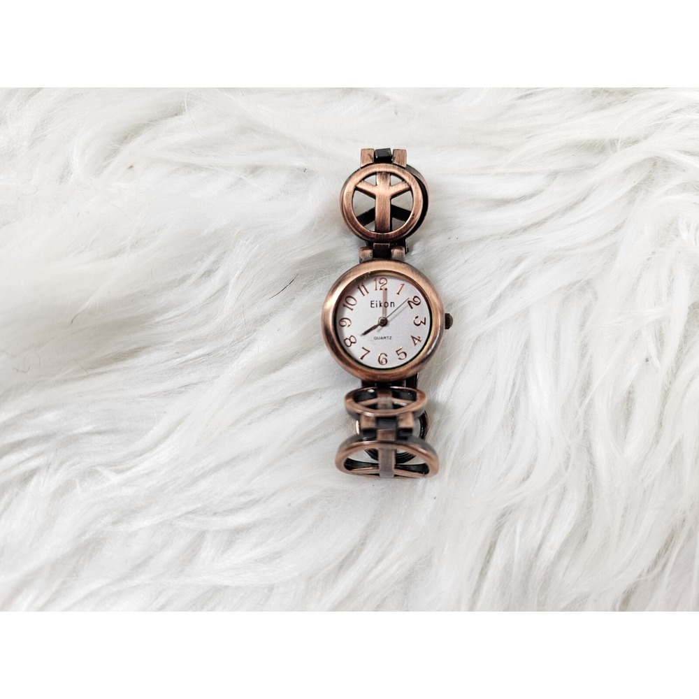 Vintage Eikon Watch Women PEACE Silver Tone Bronze Tone